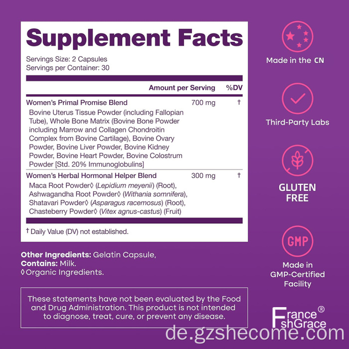 Neu eingetroffenes Primal-Rinderorgan-Ergänzungsmittel für Damen